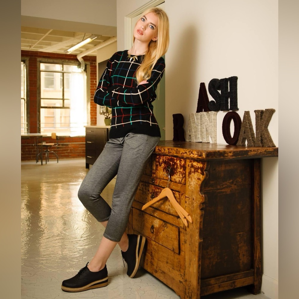 Ash Rain + Oak Black Multicolor Plaid Sweater 80’s 90’s Vintage Retro Size Small